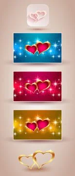 Shiny and sparkling heart shapes Stock Illustration