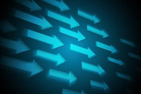 Shiny arrows on black background 库存插图