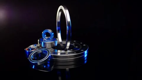 Shiny Ball Bearings in Blue Light, Dark Studio Background, Product Shot Vídeo Stock 341511405