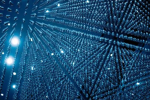 Shiny ball sphere align linear pattern in air space for atoms or molecules .. Stock Photos