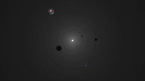 Shiny balls quickly descend in their orbits into the depths of the black tunnel Stock Footage 127486356