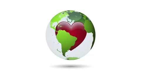 Shiny beating red heart inside green planet earth, promoting love, care, an.. Stock Footage 314090871