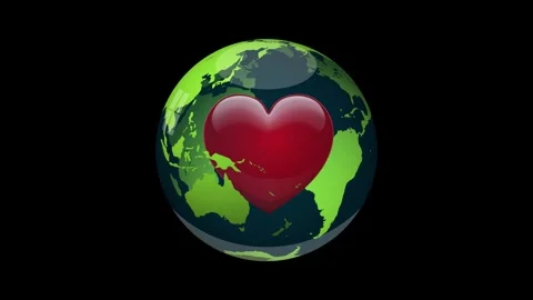 Shiny beating red heart inside green planet earth, promoting love, care, an.. Stock Footage 338385925
