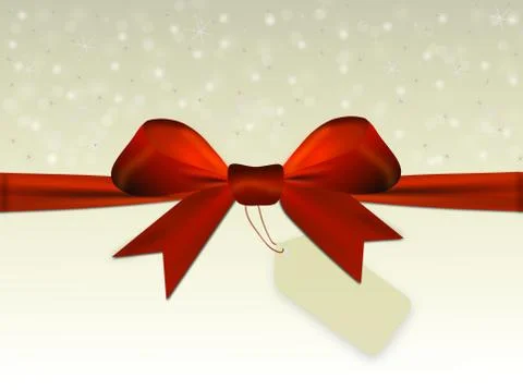 Shiny beige background with red bow and text space with price tag Stock Illustration
