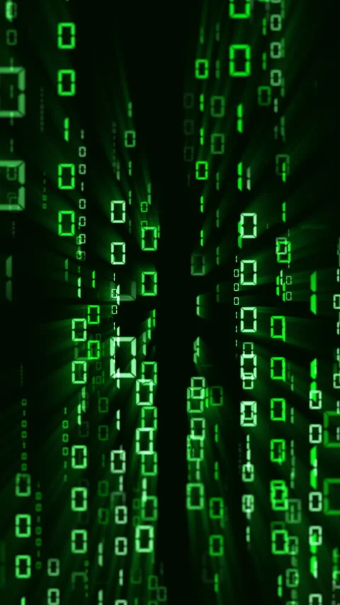 Shiny binary matrix screen, green digital pattern Stock Footage 280145051