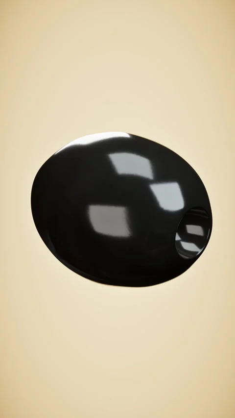 Shiny black blob on beige background. 3d rendering 스톡 동영상 340403644