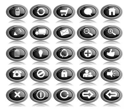 Shiny Black Oval Web Buttons Stock Illustration