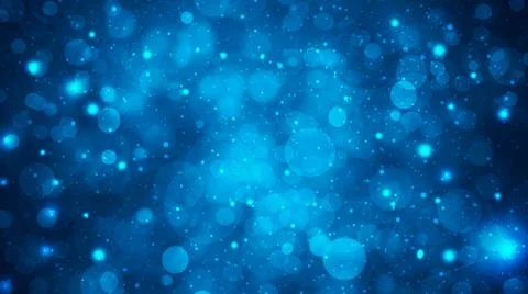 Shiny blue bokeh background with circles and flashes Stock Illustration