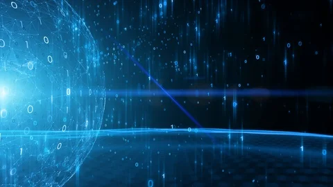Shiny blue computer cyberspace network Vídeo Stock 104017745