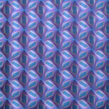 Shiny blue cubes isometric projection with a colorful spiral wire frame pattern Stock Illustration