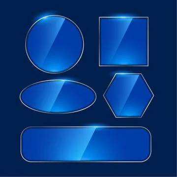 Shiny blue mirror frames in different shapes Stock Illustration
