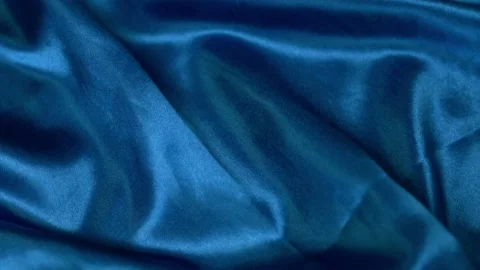 Shiny Blue Polyester Fabric, Textile, Synthetic Material, Fabric Texture, Closeu Stock-Footage 174665227