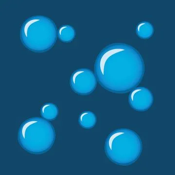 Shiny blue soap bubbles isolated on white background Stock Illustration