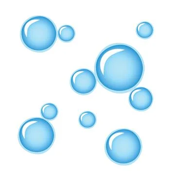Shiny blue soap bubbles isolated on white background Illustrazione stock