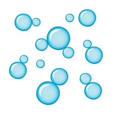 Shiny blue soap bubbles isolated on white background 스톡 일러스트