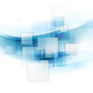 Shiny blue tech background with squares and waves イラスト素材