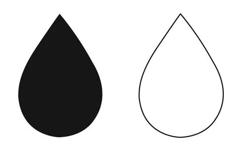 A shiny blue vector water drop and a black oil droplet, Stock Illustration