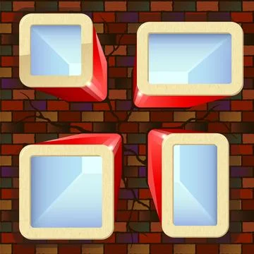 Shiny boxes with places for text on the brick wall Stock Illustration