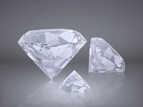 Shiny brilliant diamond placed on gray background Foto stock