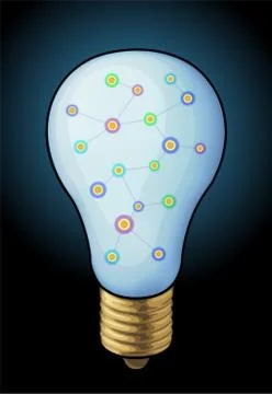 Shiny bulb with graph Stock Illustration