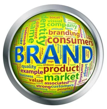 Shiny button of 'brand' wordcloud Stock Illustration