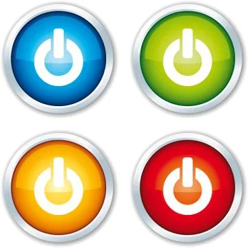 On off shiny buttons in different colors. Illustrazione stock
