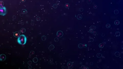 Shiny Cells Floating Blue Background Stock-Footage 282814929