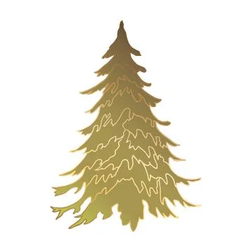Shiny Christmas tree. Golden. Vector illustration. Gradient fill Stock Illustration