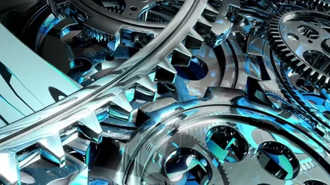 Shiny chrome cog system at work Stock Footage 138547219