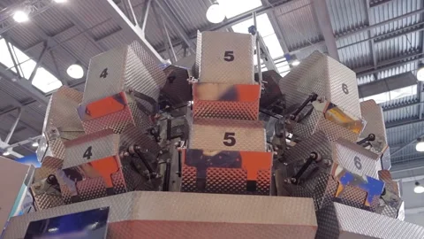 Shiny chrome flaps of the automatic dispenser during work Stock Footage 98230551