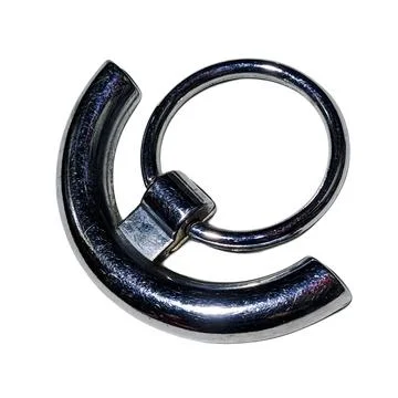 Shiny Chrome Metal Pull Ring and Curved Handle 스톡 사진