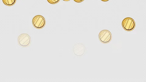 Shiny coins falling down top border video overlay Stock Footage 333110187