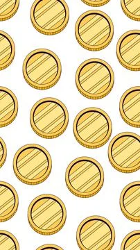 Shiny coins vertical seamless pattern illustration Stock Illustration