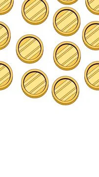 Shiny coins vertical top frame illustration Stock Illustration