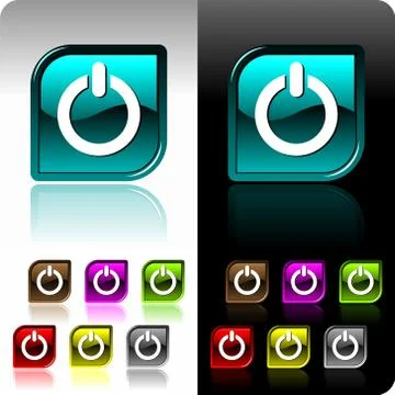 Shiny color button set with seven color variation Stock Illustration