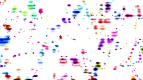 Shiny Color Particles With Digital Grid Moving on White Loop Abstract Background Stock Footage 68734934