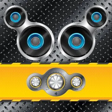 Shiny control deck with speakers Stock Illustration
