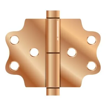 Shiny copper door hinge connecting two objects together Stock Illustration