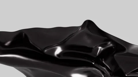Shiny dark liquid flowing movement smooth silky texture abstract Vídeo Stock 344882378