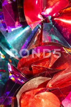 Shiny Decoration in Bright Colours Christmas Time Abstract Close Up Stock Photos