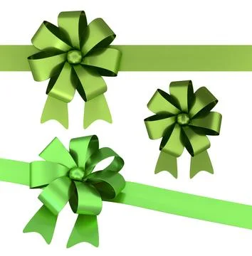 Shiny decorative gift bows isolated on white background, concept of celebrati Stock-Illustration