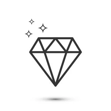 Shiny diamond thin line isolated illustration isolated on white background Stock Illustration