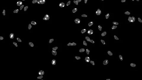Shiny Diamonds Falling 3D Animation Black Background Stock Footage 303111049