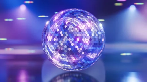 Shiny Disco Ball Hexagon on a reflective surface Seamless Looping Background Stock Footage 334819753