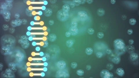Shiny DNA spiral molecule rotating in bubble space animation seamless loop Stock Footage 111412352