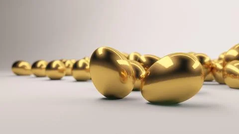 Shiny Easter golden eggs in soft lighting Stock Illustration