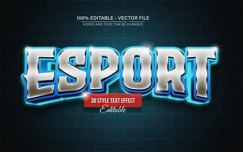 Shiny esport 3d text effect editable Stock Illustration