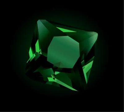 Shiny faceted Emerald Stock Illustration