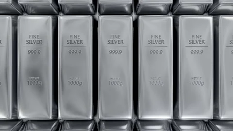 Shiny Fine Silver Bullion Bars 999.9 Stock Footage 342573437