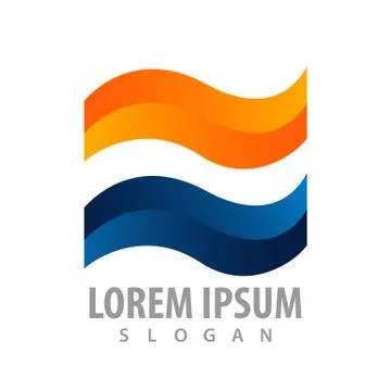 Shiny flat wave logo concept design. Symbol graphic template element vector Stock Illustration